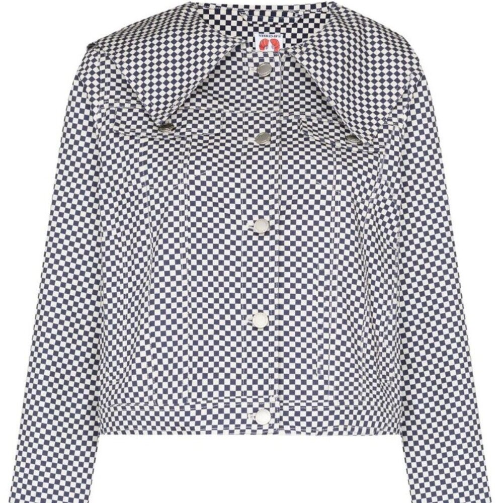Shrimps Adria Check Print Denim Jacket - US4 / UK8